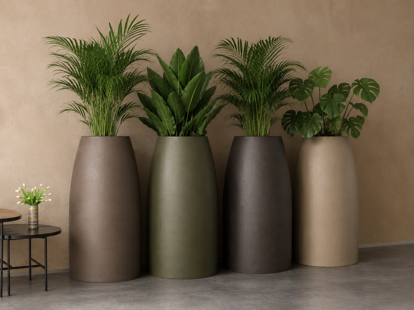 Tall Bullet Planter – Premium Indoor Pot - H100 cm x TD36 cm x BD 51 cm