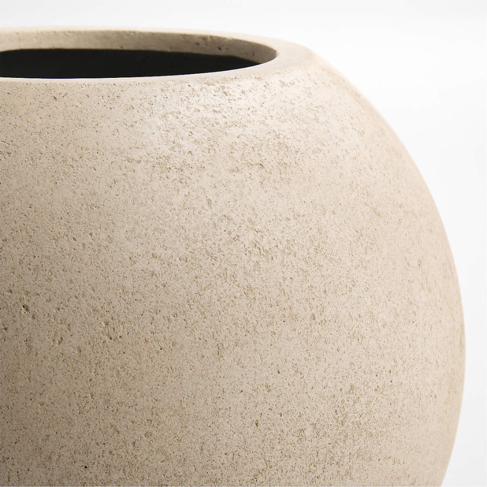 Sand Beige Round Fiberglass Planter – Modern Sphere Plant Pot Made in UAE