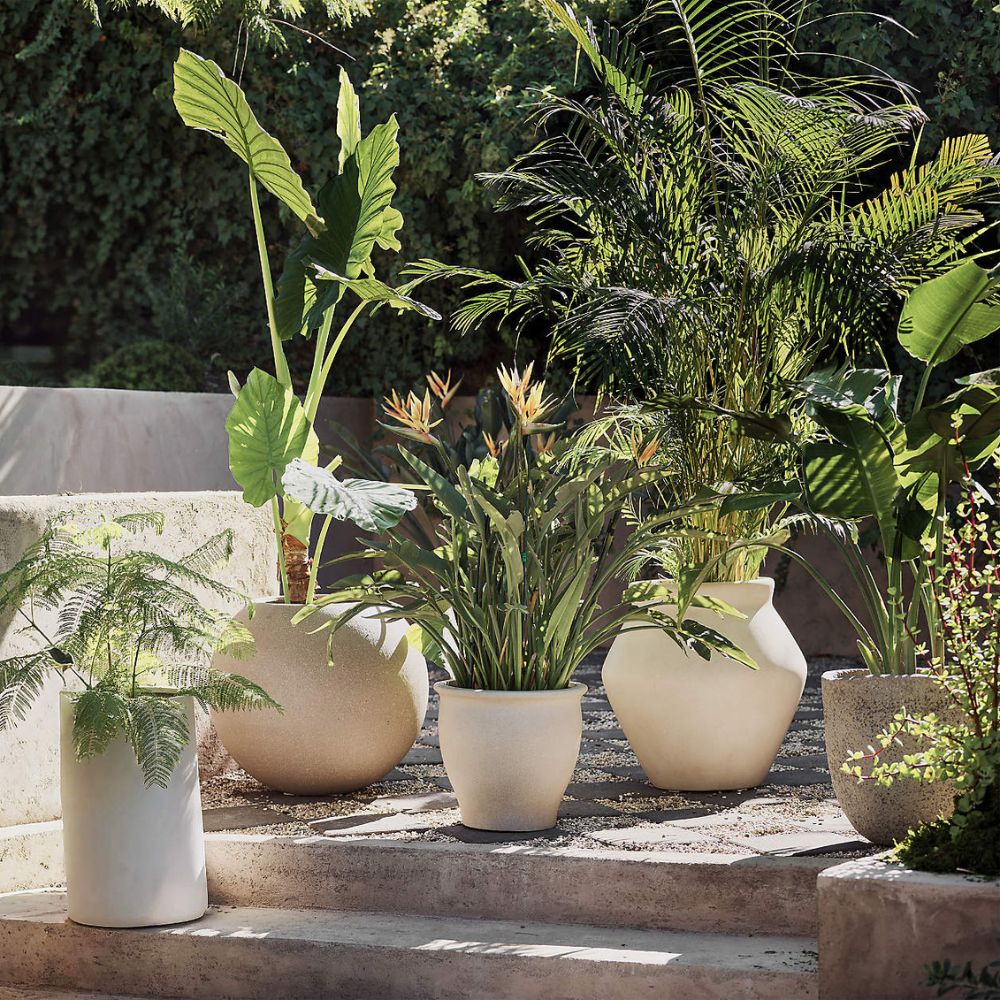 Sand Beige Round Fiberglass Planter – Modern Sphere Plant Pot Made in UAE