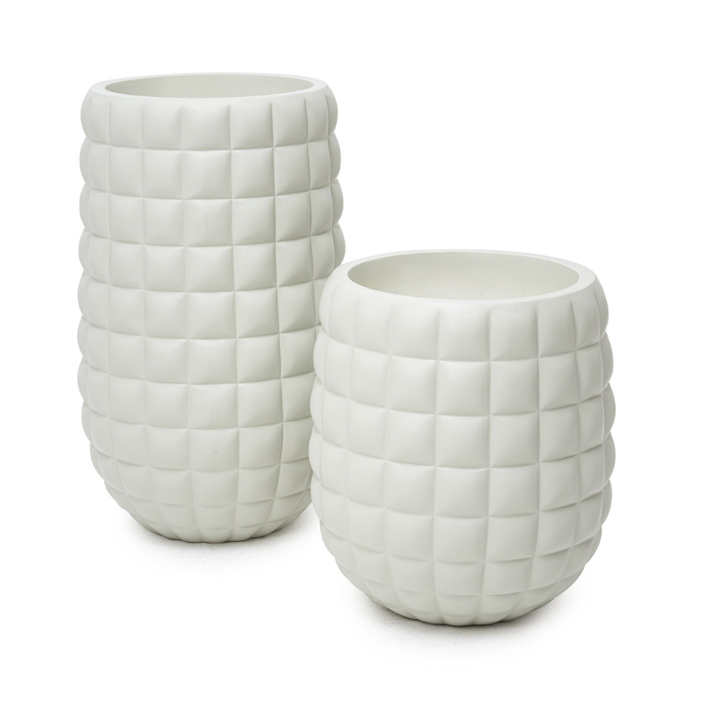 Quilted Black Planter – Modern Textured Pot