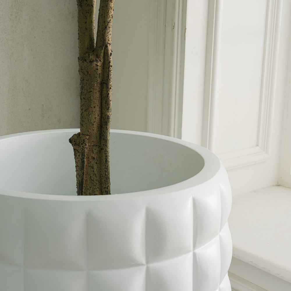 Quilted Black Planter – Modern Textured Pot