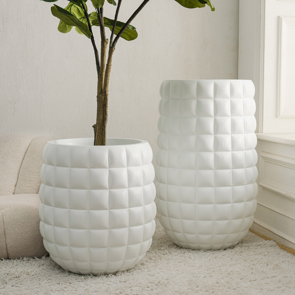 Quilted Black Planter – Modern Textured Pot